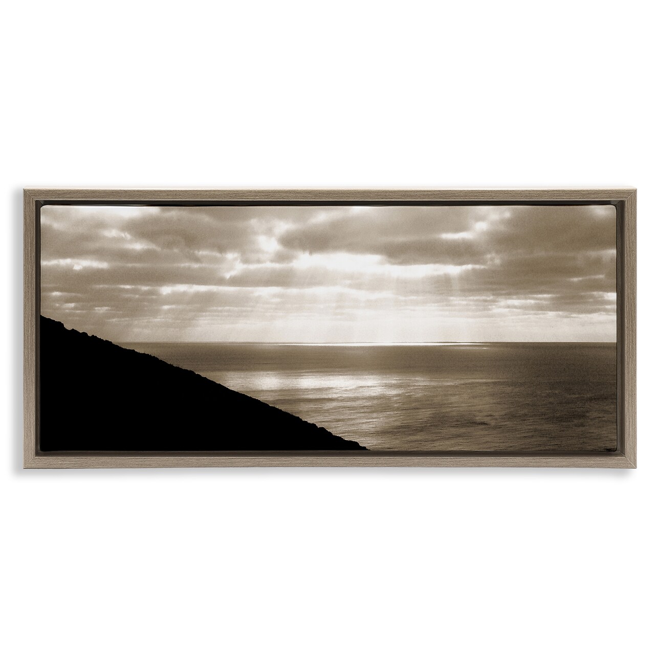 Stupell Industries Sepia Rays on Beach Framed Floater Canvas Wall Art Design by Noah Bay